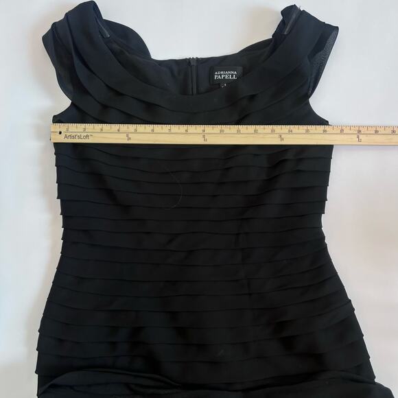 ADRIANNA PAPELL WOMENS BLACK TIERED RUFFLE CAP FORMAL COCKTAIL DRESS - Picture 9 of 13